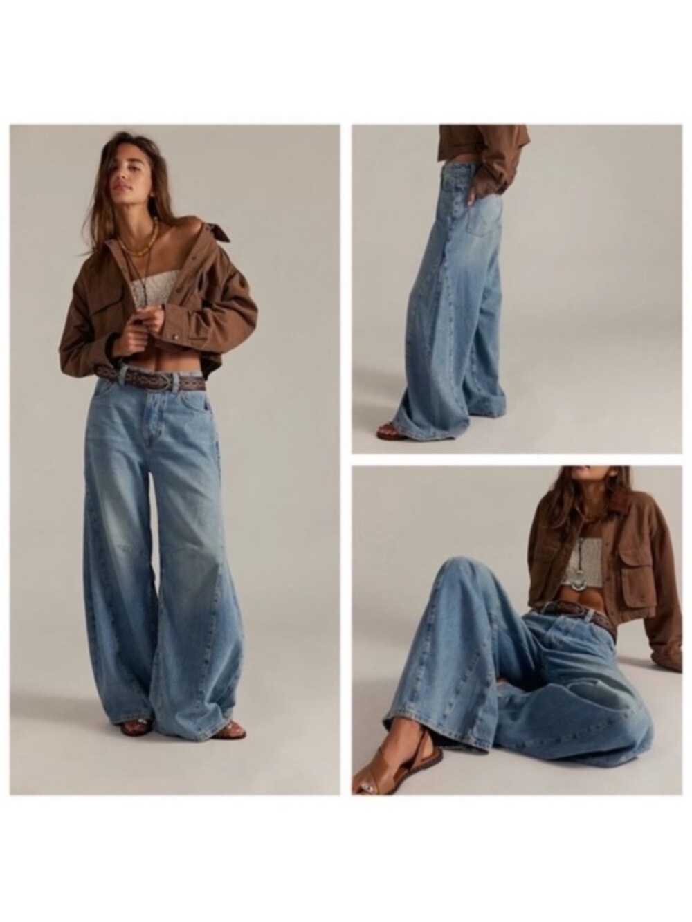 Free People We The Free Eden High Waist Slouchy Baggy Wide Leg Jeans SZ 30 - Picture 2 of 7